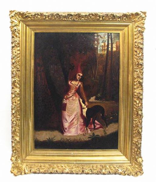 A lady with a whippet in a forest