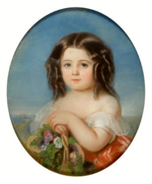 portrait of a young girl holding a posy