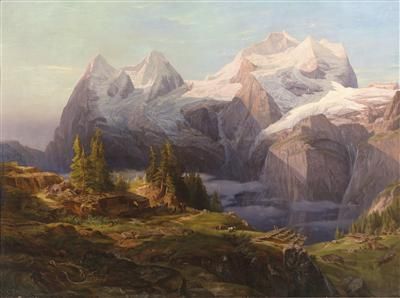 View into the in Bernese Highlands with the Mönch