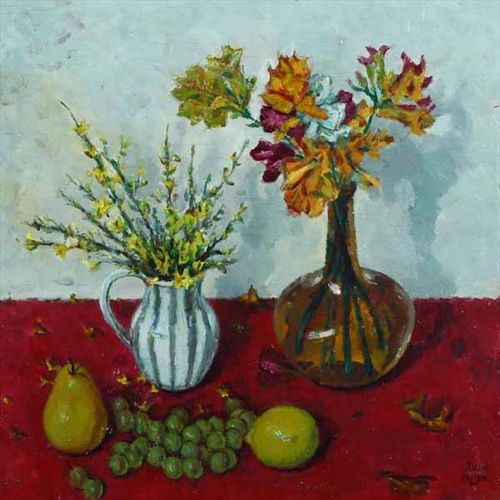 FRESIAS IN AN AMBER BOTTLE