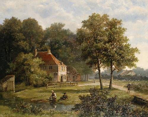 Anglers by a stream
