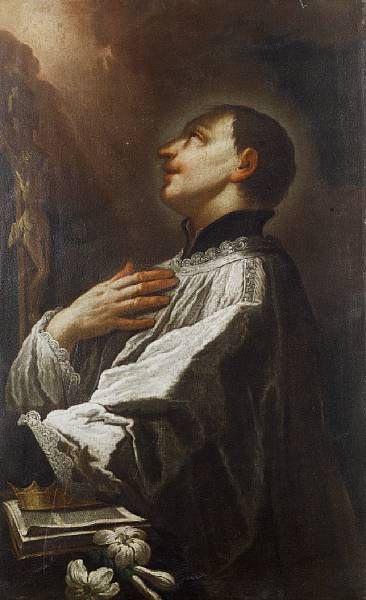 Saint Luigi Gonzaga meditating on the crucifix