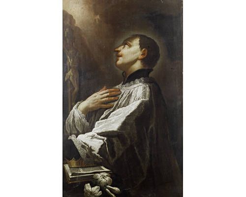 Saint Luigi Gonzaga meditating on the crucifix