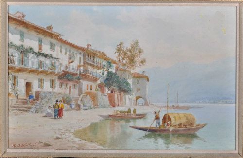 AN ITALIAN LAKE SCENE