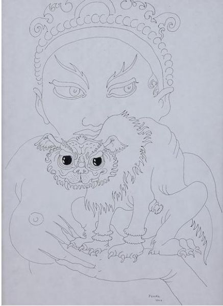 ORIENTAL FIGURE WITH A DRAGON