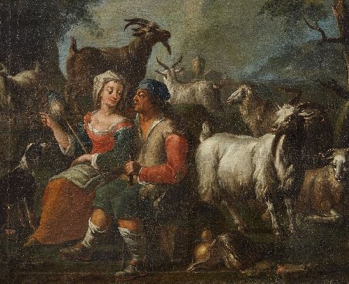 LANDSCAPE WITH A PAIR OF SHEPHERDS AND THEIR HERD
