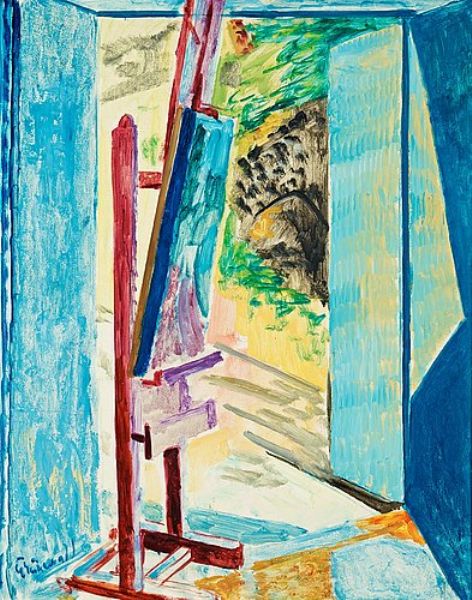The easel by the studio door
