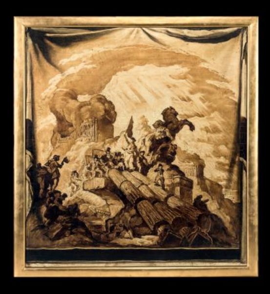 Décor allégorique inspiré de "La Liberté guidant le peuple"