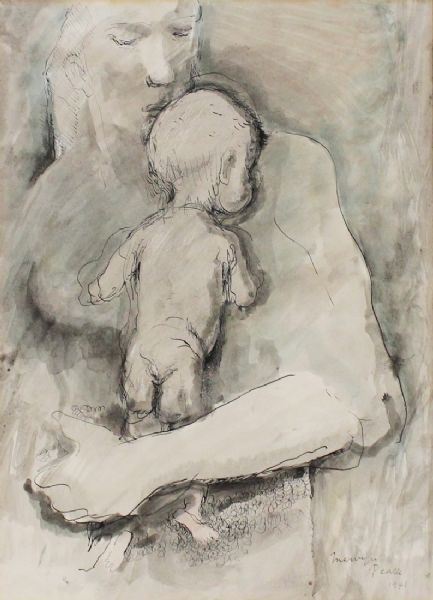 Figure holding a Baby