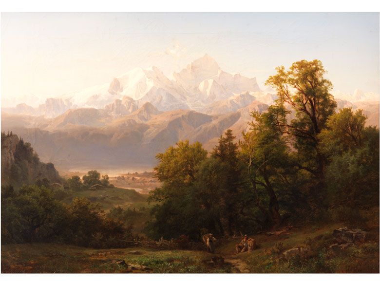 ALPENLANDSCHAFT MIT FIGURENSTAFFAGE