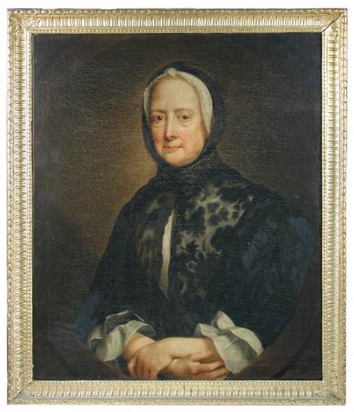 Portrait of Elizabeth Hake, half length in black, her arms folded