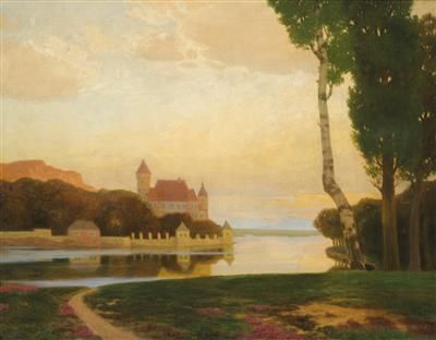 River landscape with castle