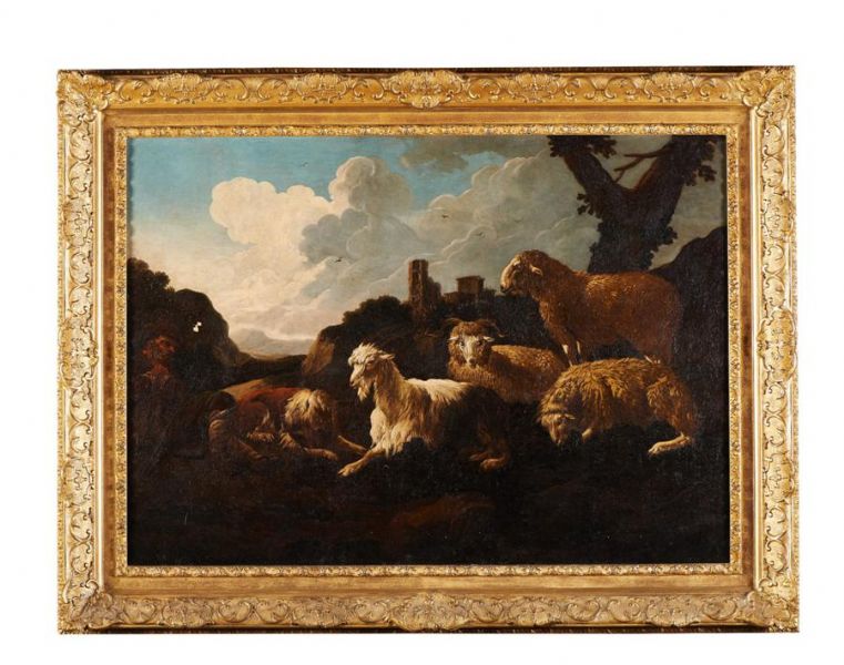 Paisagem com pastor e cabras