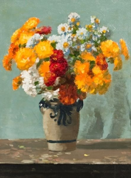 STILL LIFE OF MARGUERITES AND MARIGOLDS
