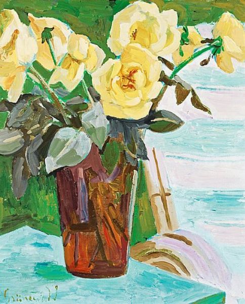 Still life with yellow flowers.