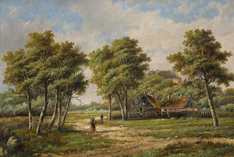 Landschaft mit Gehöft.