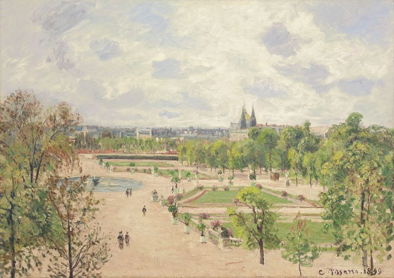 Le Jardin des Tuileries, matinée de printemps, temps gris
