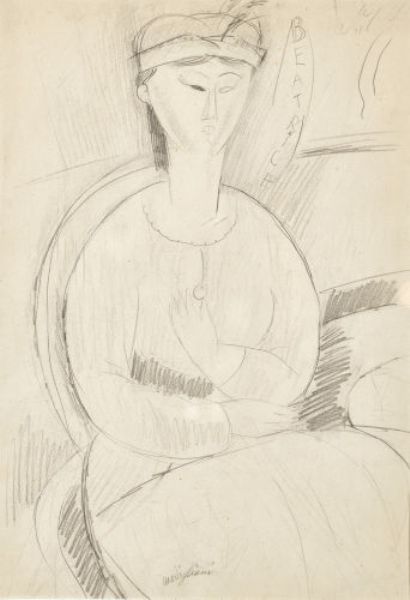 "Beatrice Hastings au chapeau (la main devant sa poitrine)".