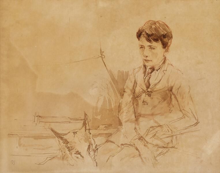A boy with a dog