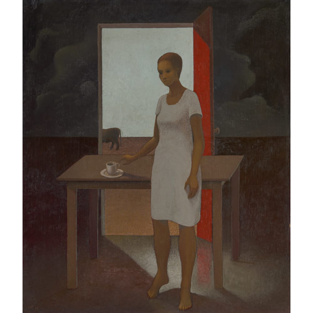Girl Standing at a Table