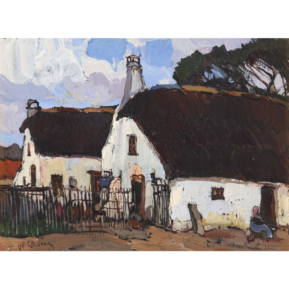 Seated Figure Outside a Cape Dutch Cottage